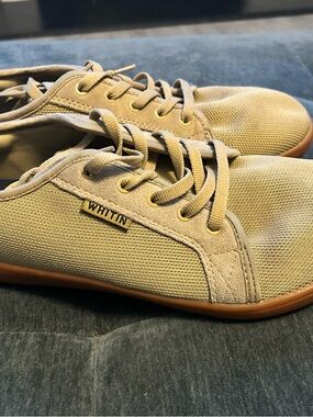 WHITIN Men's Casual Canvas Sneakers in Beige with Gum Sole